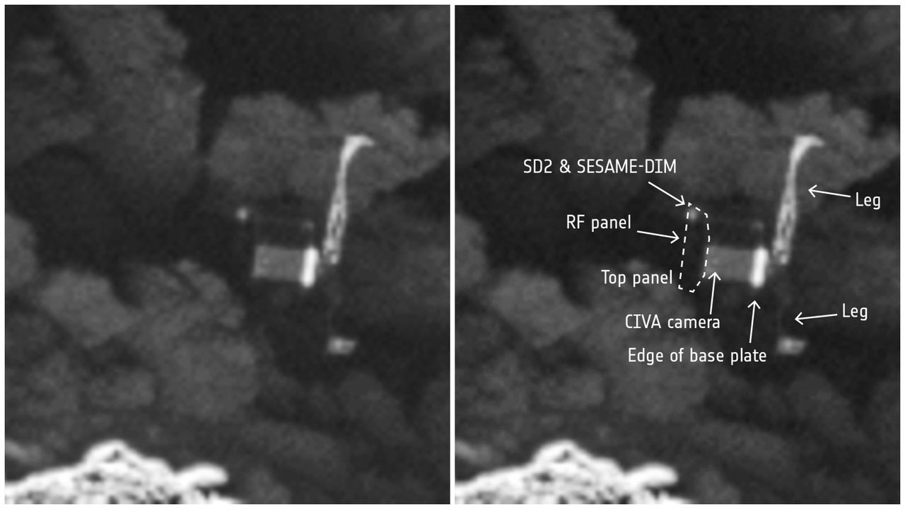 2 сентября 2016 года: зонд Rosetta обнаружил давно потерянный аппарат Филе на комете 67P после двухлетних поисков